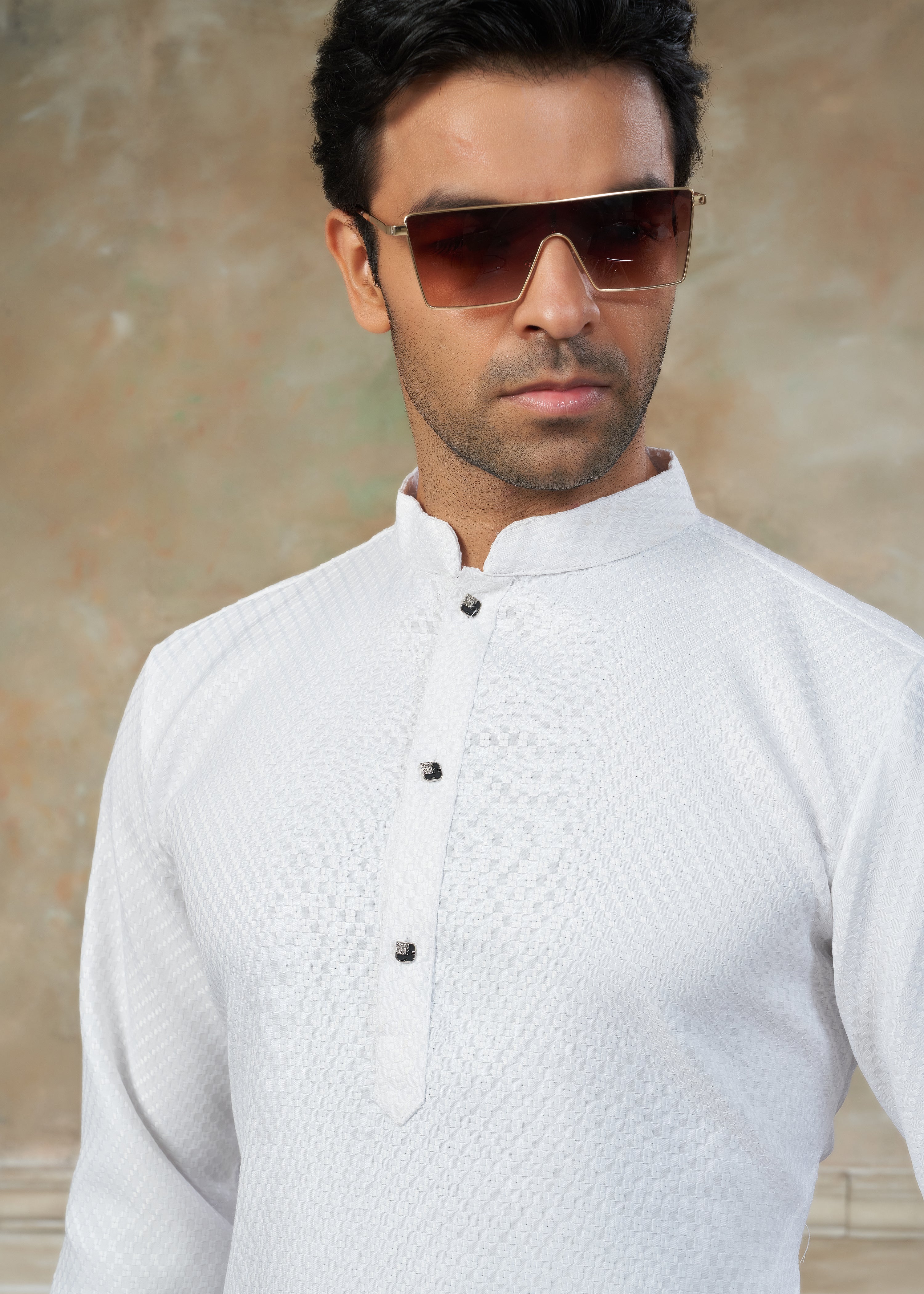 white color Rayon Cotton kurta pajama menswear 138003