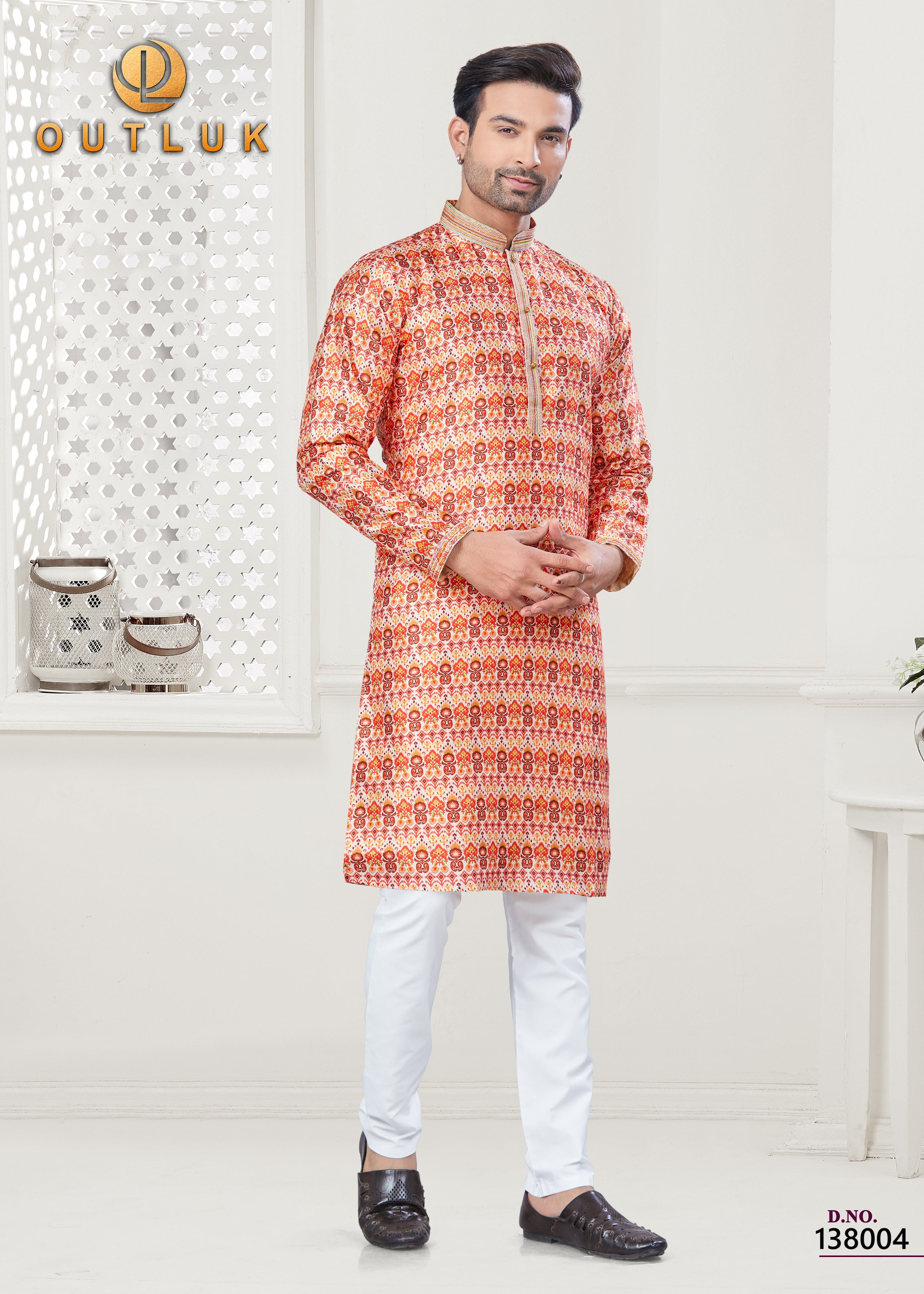 Pink Silk Mens Kurta Pajama 138004