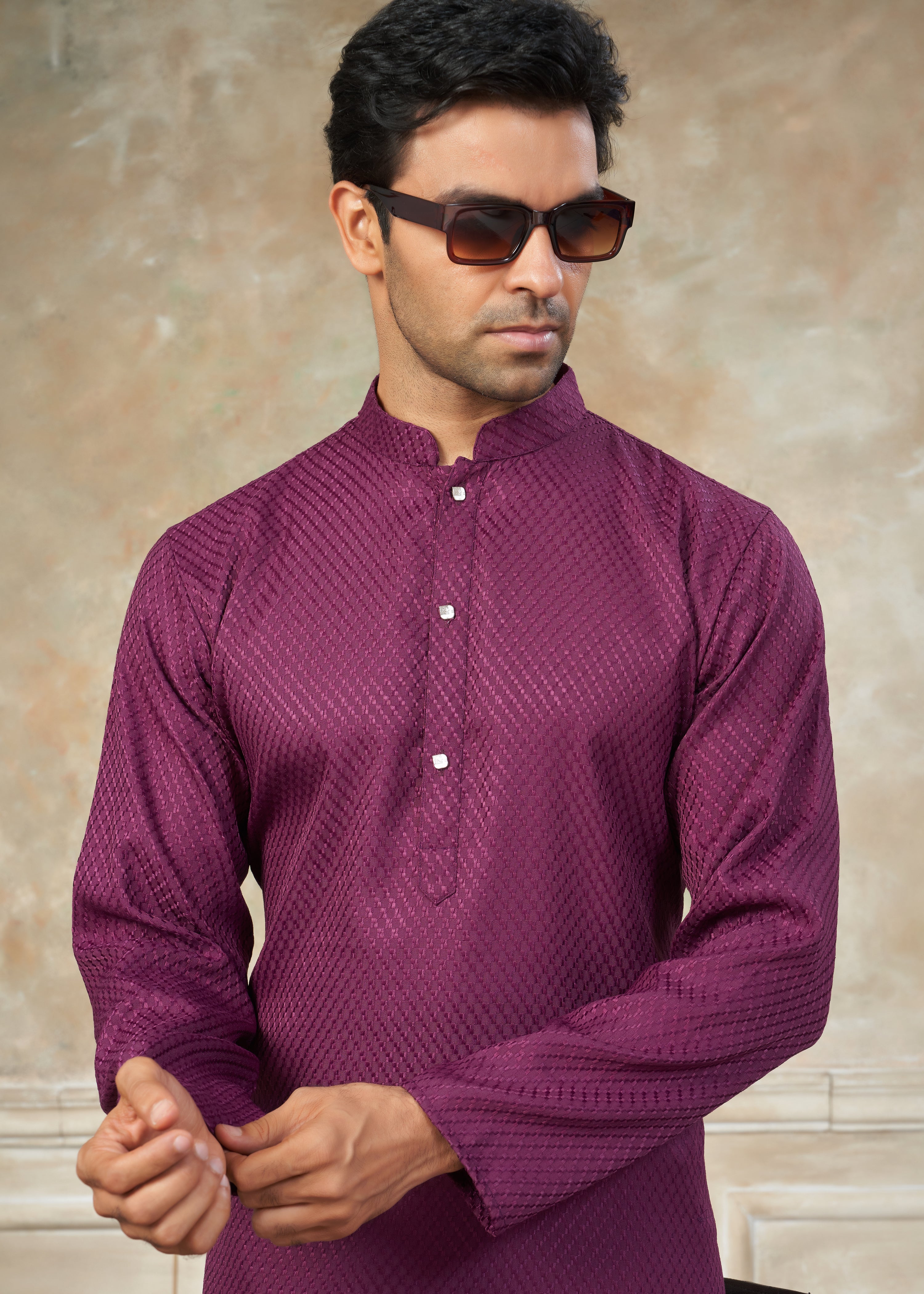 Wine color Rayon Cotton kurta pajama menswear 138004