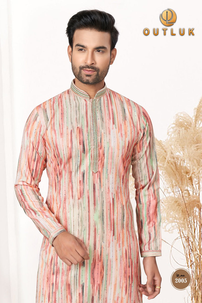 Multi Cotton Mens Kurta Pajama 2005