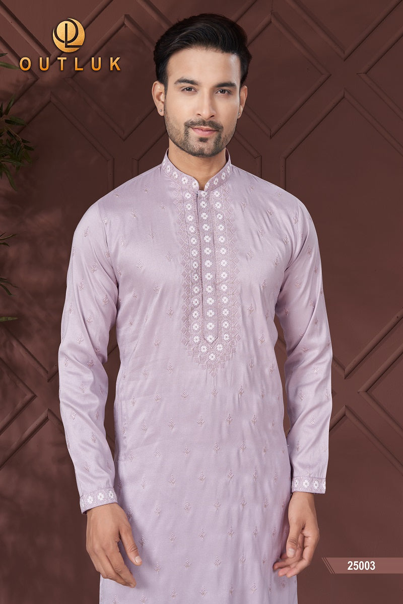 Plum Pure Silk Mens Kurta Pajama 25003