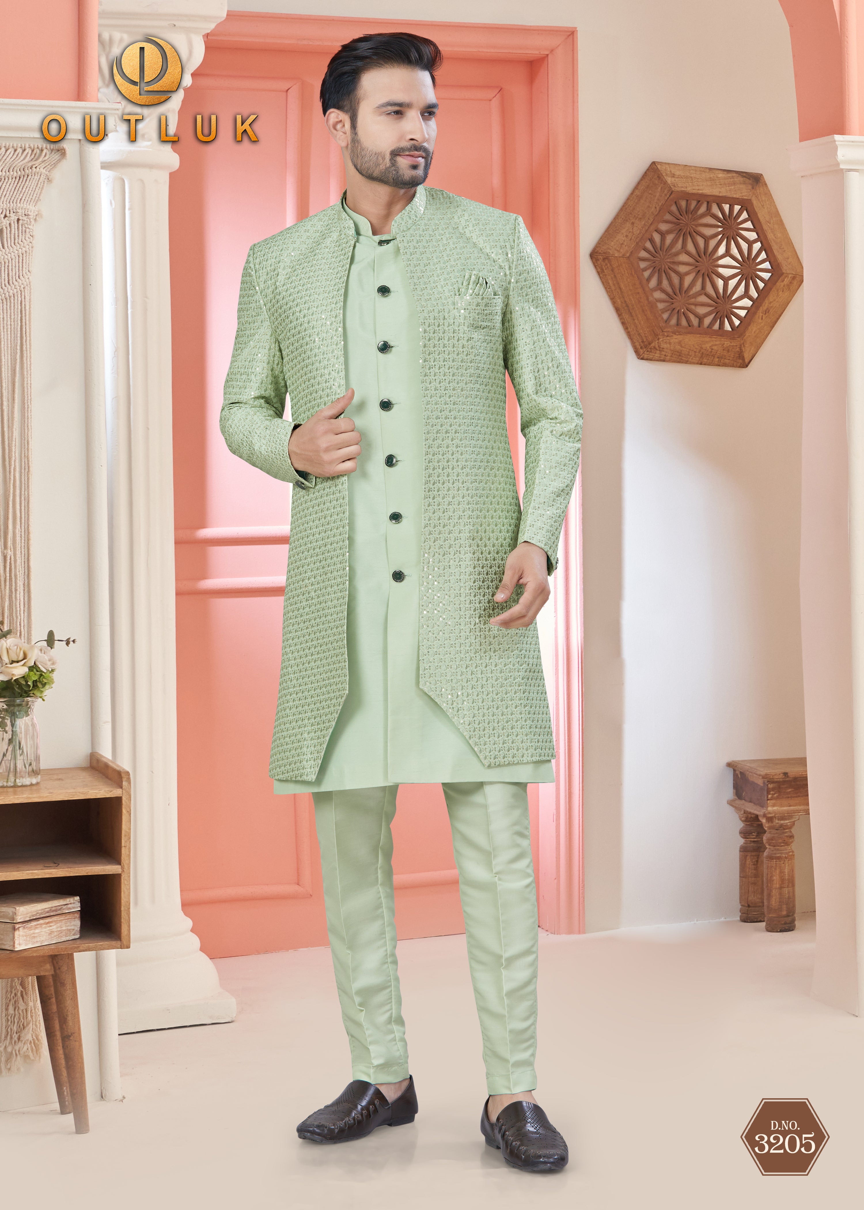 Pista Art Silk Mens Indo Western 3205