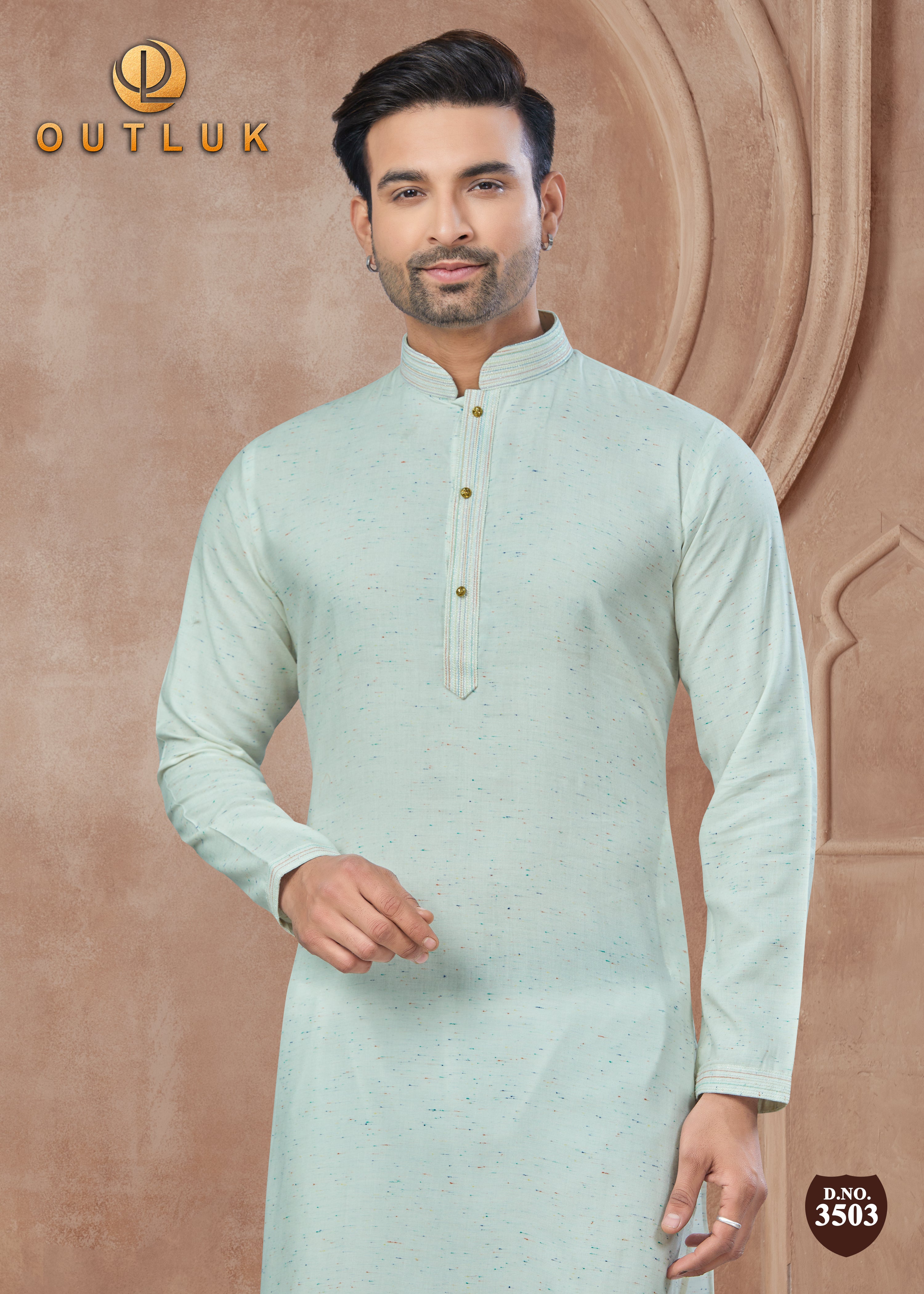 Light Green Cotton Mens Kurta Pajama 3503