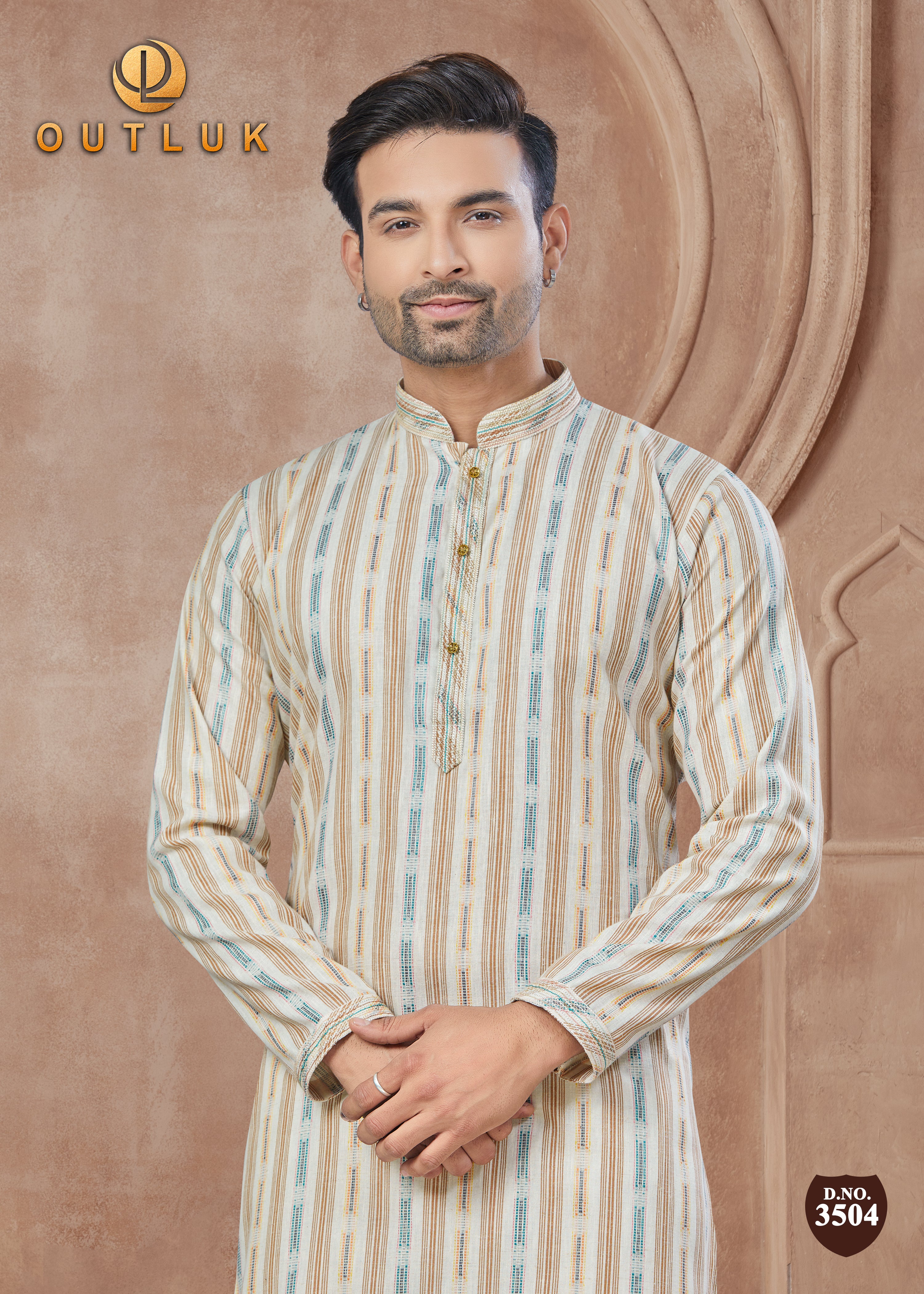 Cream Cotton Mens Kurta Pajama 3504