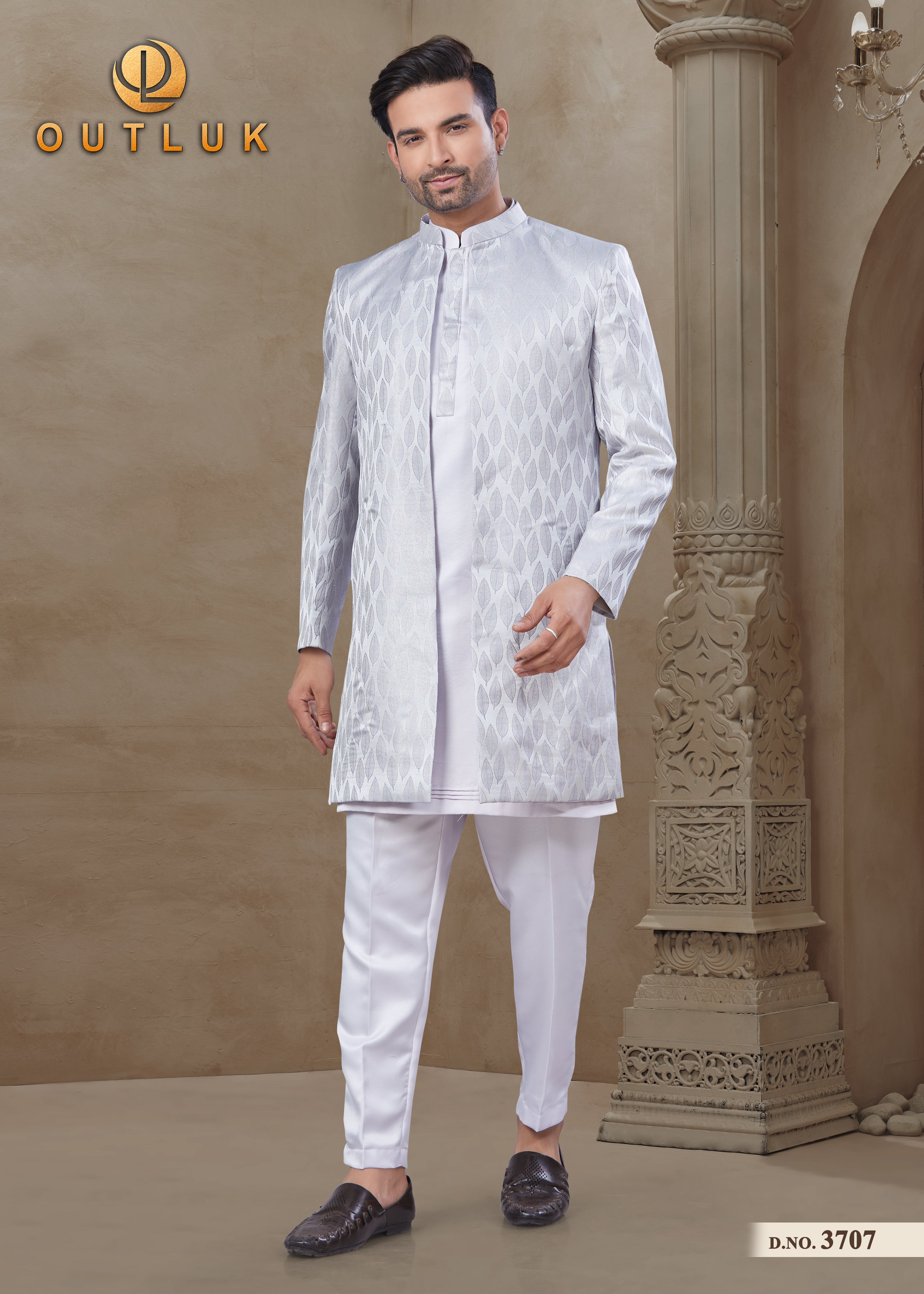 Grey Silk Mens Indo Western 3707