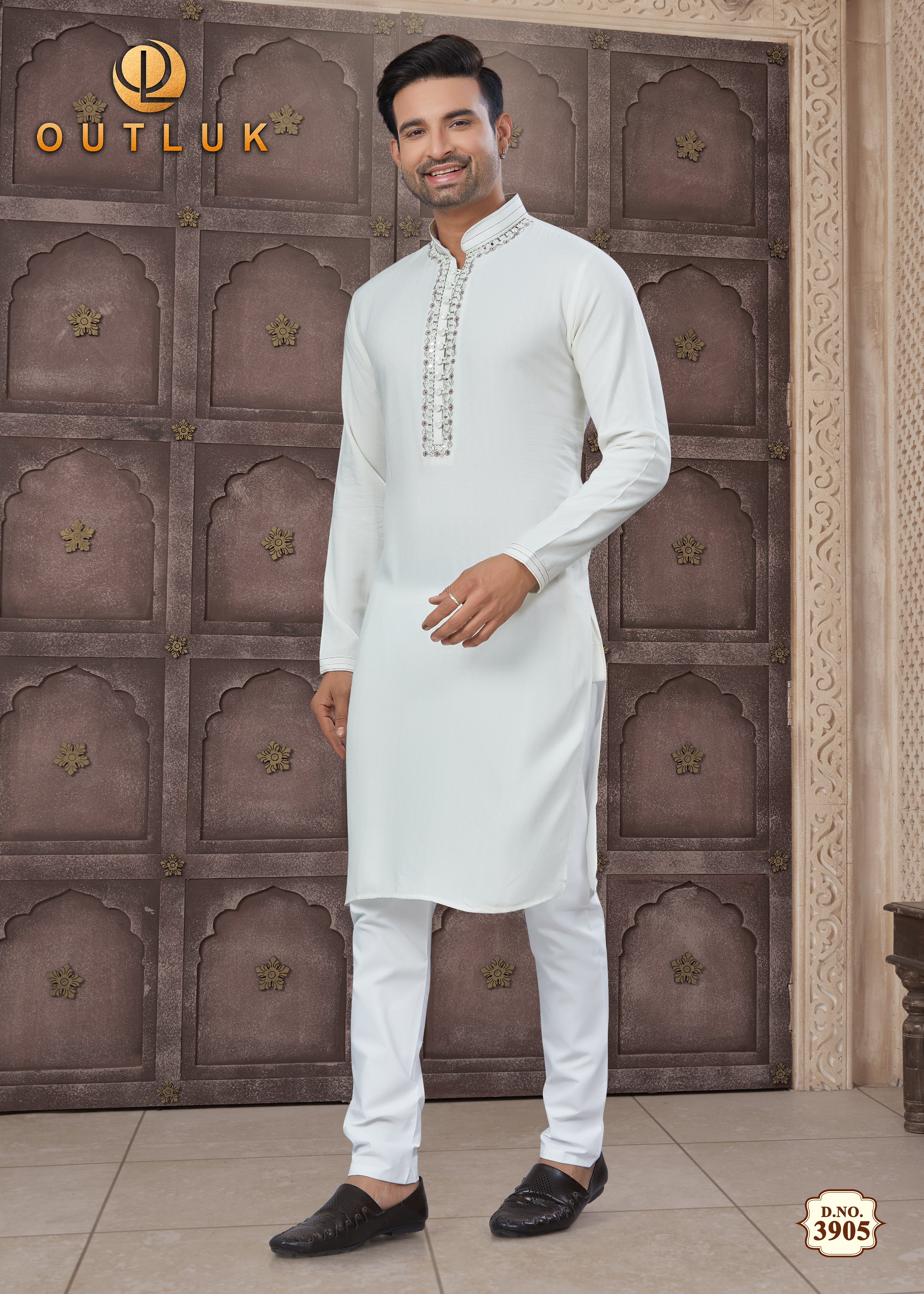 Cream Cotton Mens Kurta Pajama 3905