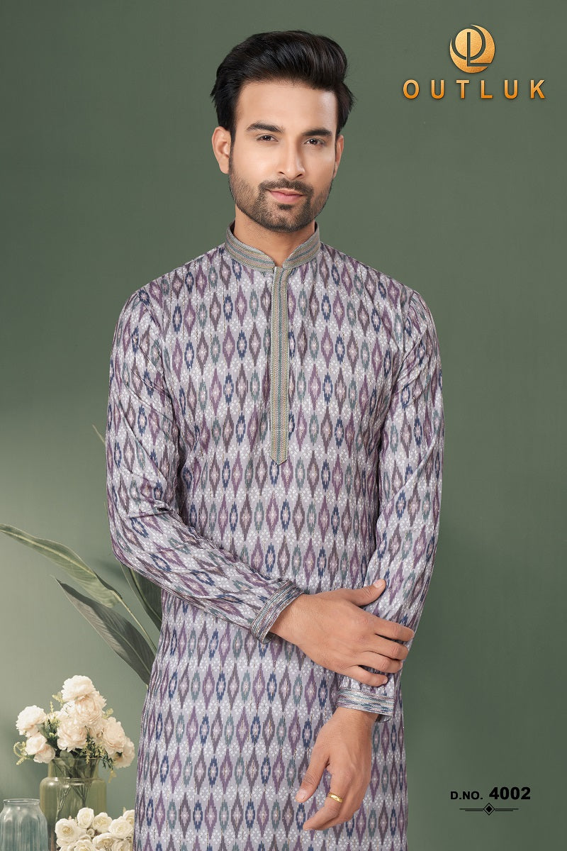 Wine Cotton Mens Kurta Pajama 4002