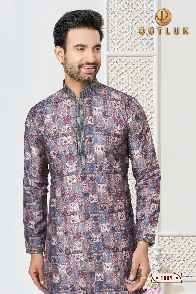 Gray Cotton Mens Kurta Pajama 1005