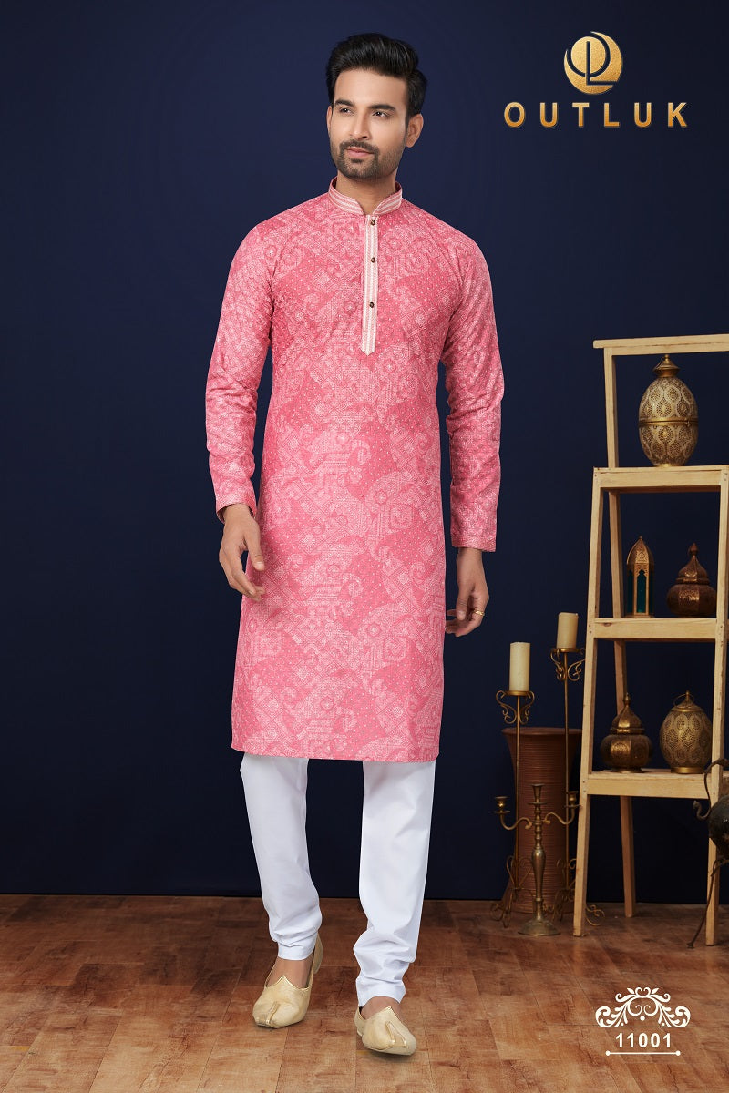 Multi Cotton Mens Kurta Pajama 11003