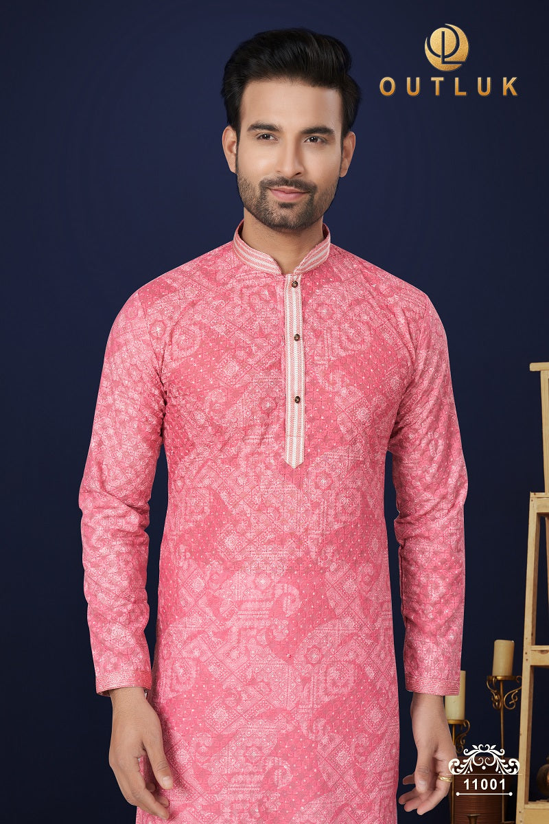 Multi Cotton Mens Kurta Pajama 11003