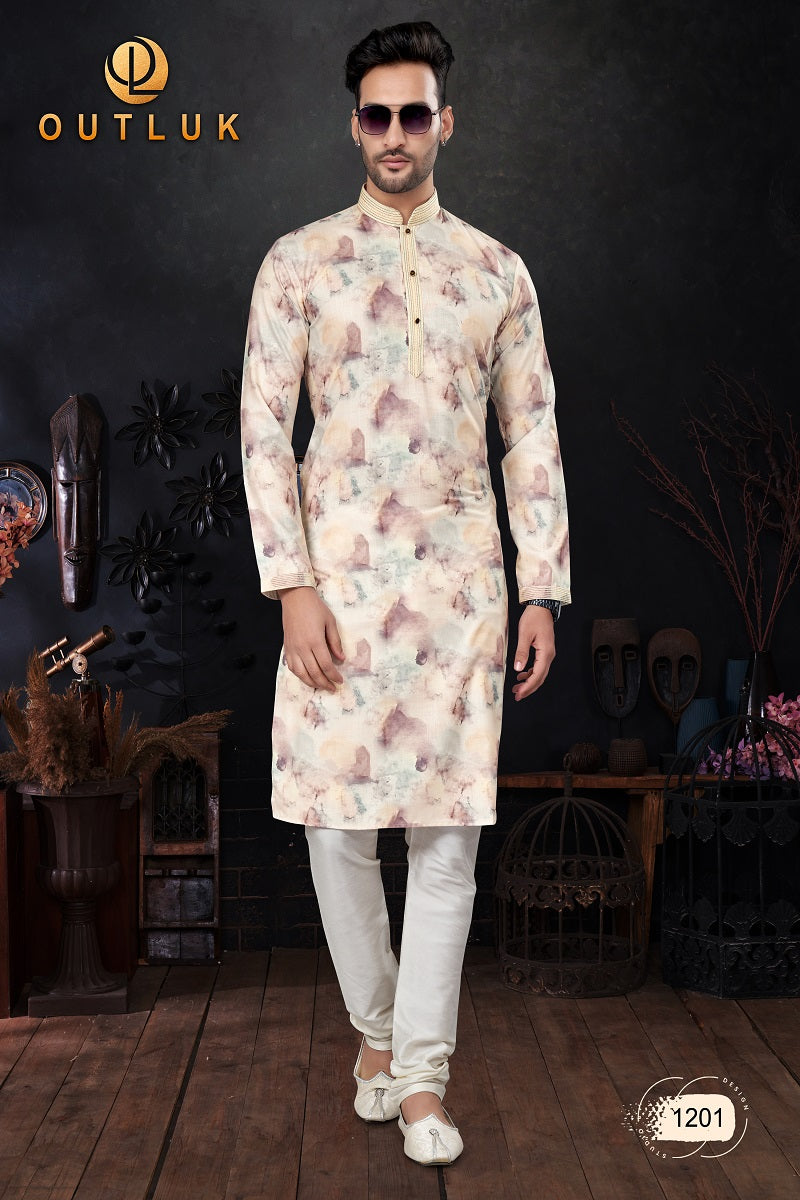 Multi Cotton Mens Kurta Pajama 1201