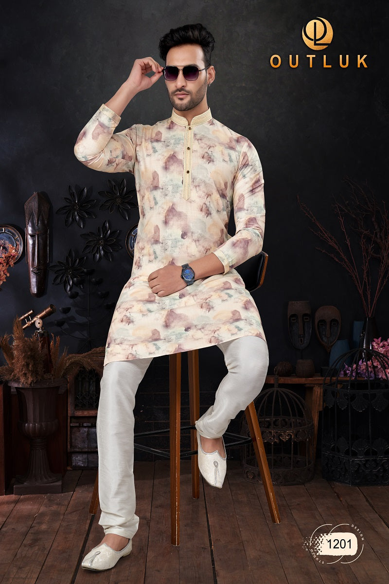 Multi Cotton Mens Kurta Pajama 1201