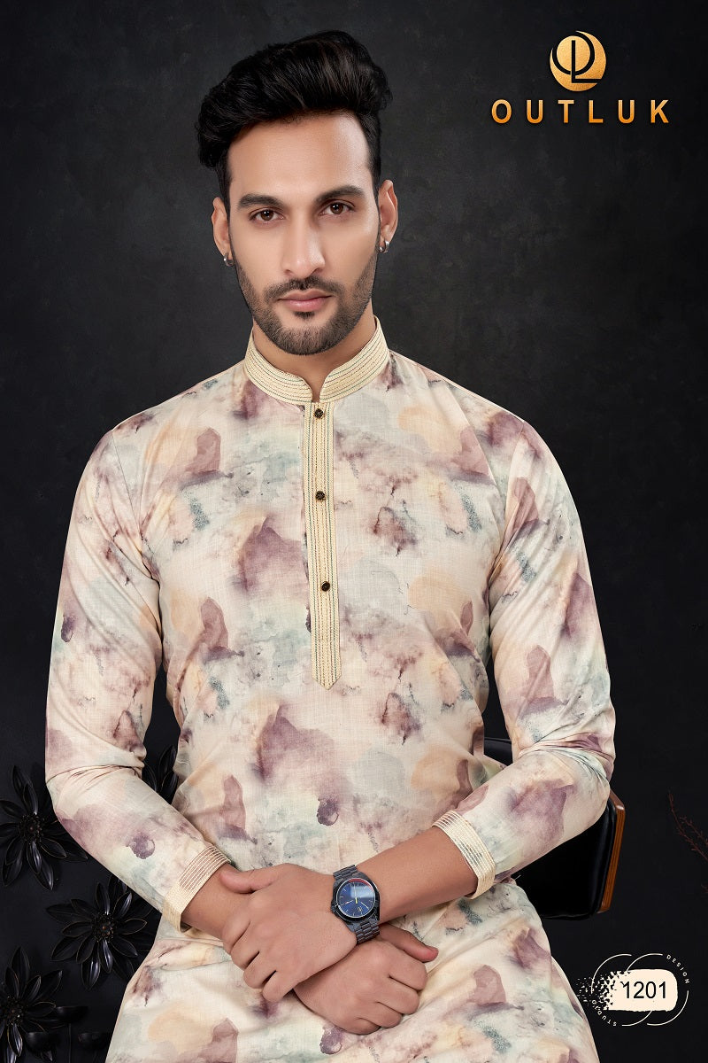 Multi Cotton Mens Kurta Pajama 1201