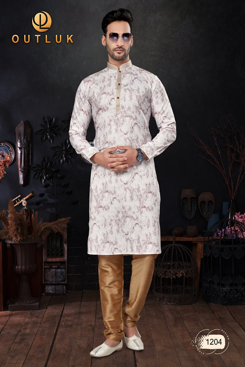 Brown Cotton Mens Kurta Pajama 1204