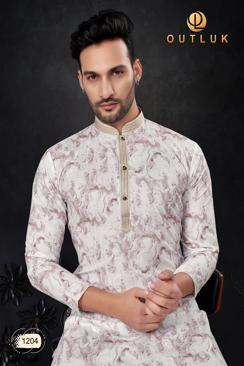 Brown Cotton Mens Kurta Pajama 1204