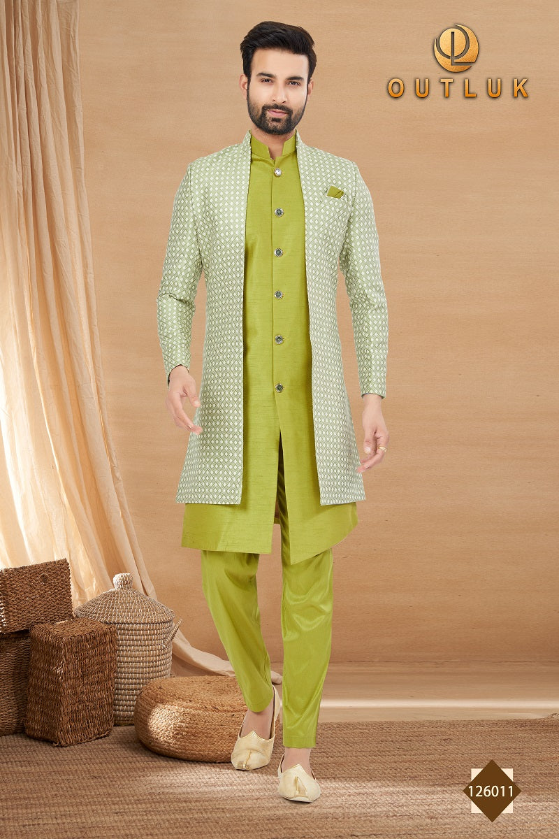 Light Green Art Silk Mens Indo Western 126011