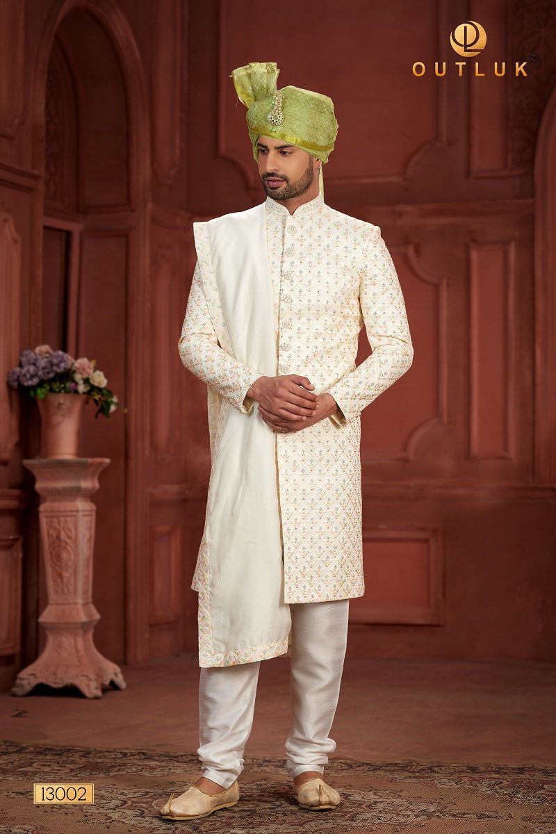 Multi Color Pure Silk Mens Sherwani 13002