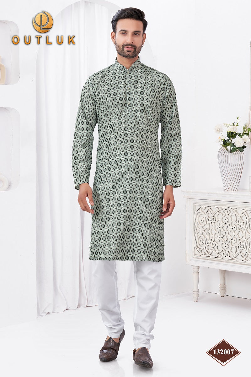 Grey Rayon Cotton Mens Kurta Pajama 132007