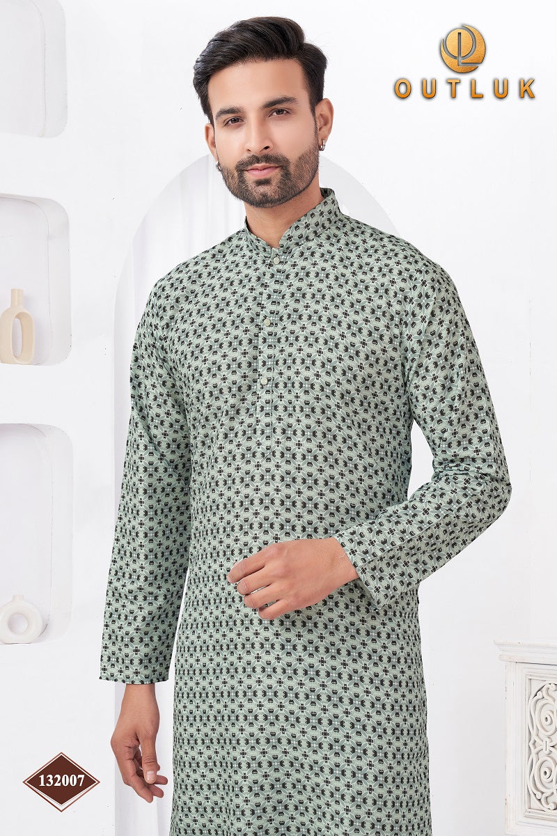 Grey Rayon Cotton Mens Kurta Pajama 132007