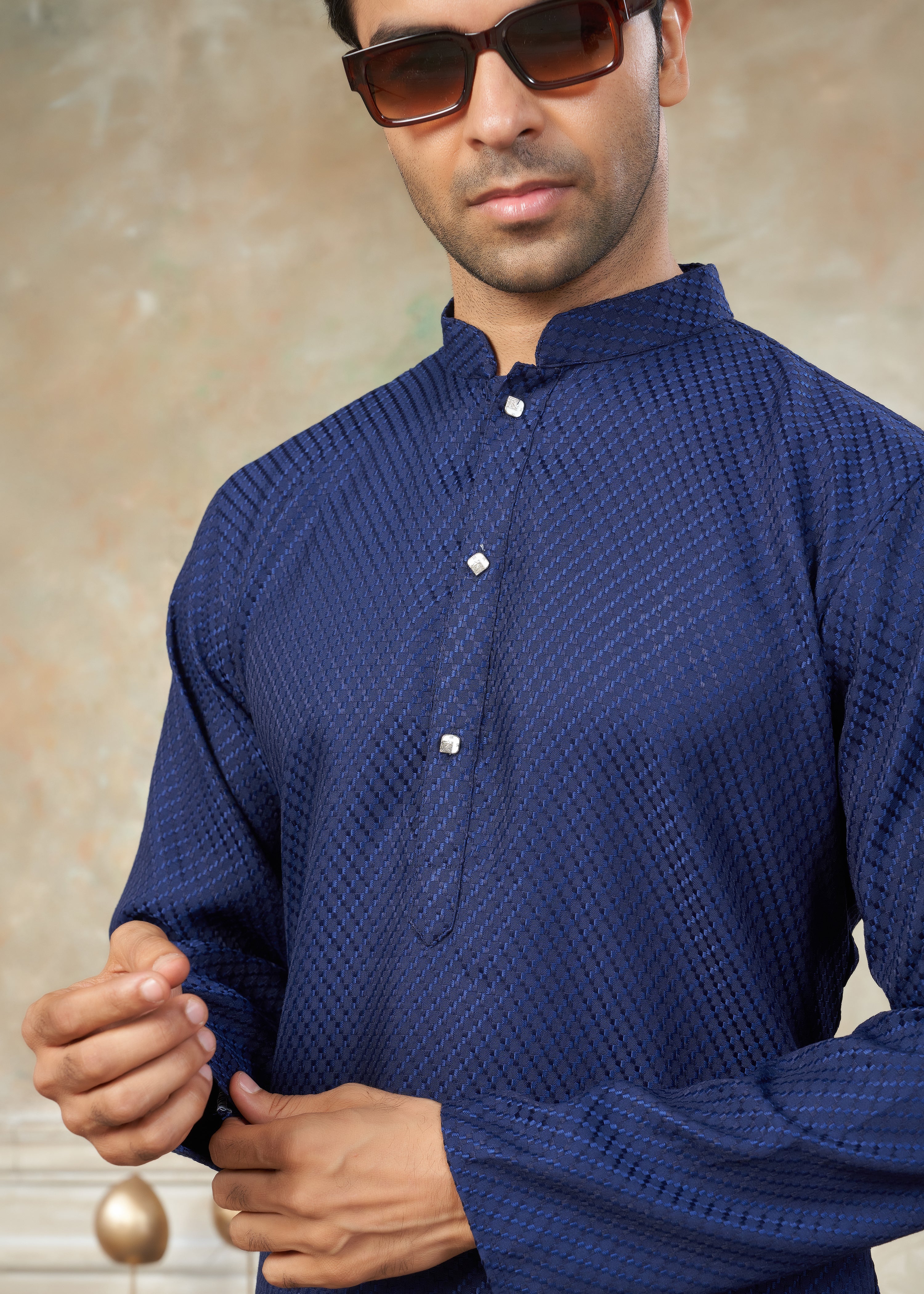 navy blue color Rayon Cotton kurta pajama menswear 138001