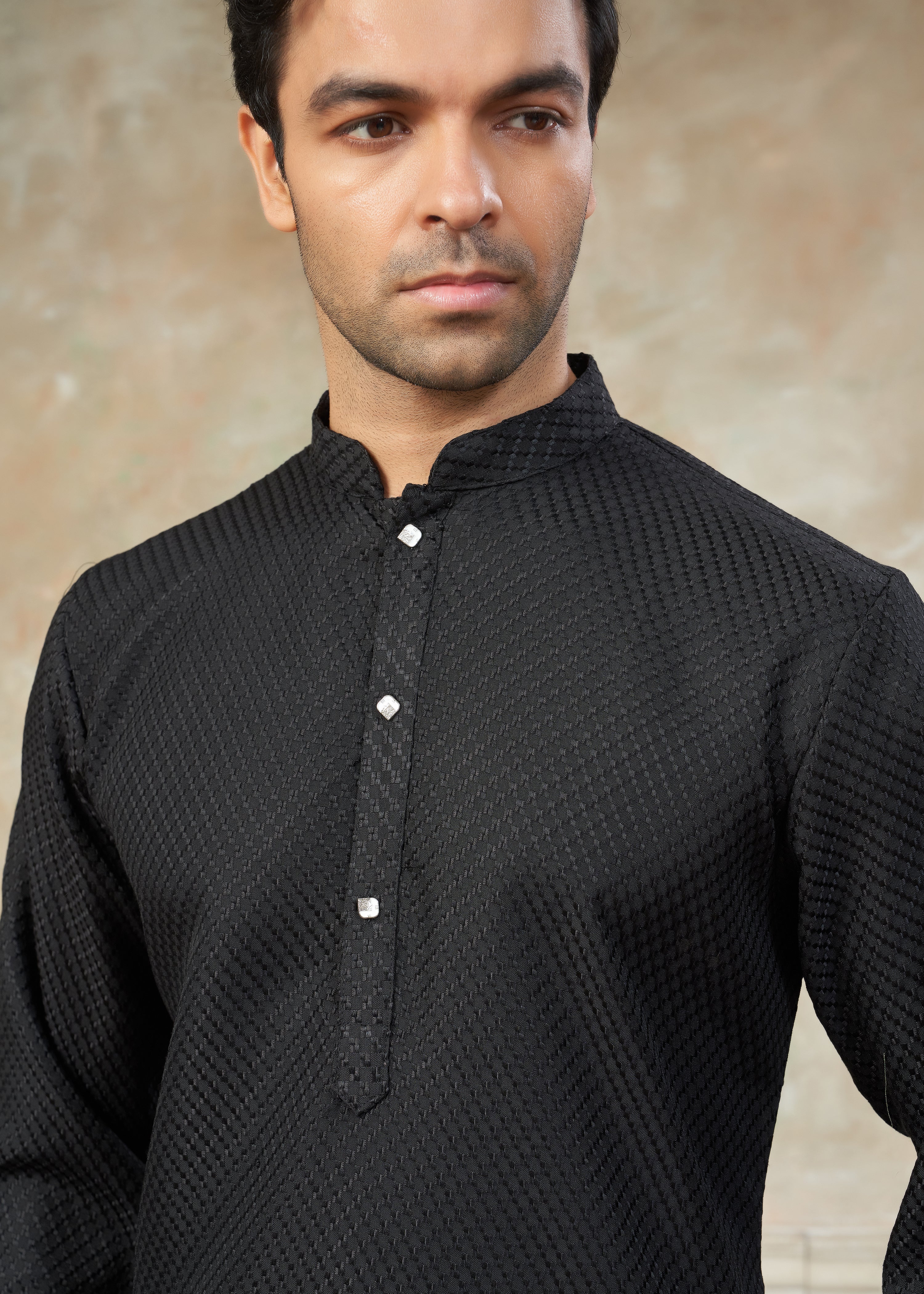 black color Rayon Cotton kurta pajama menswear 138002