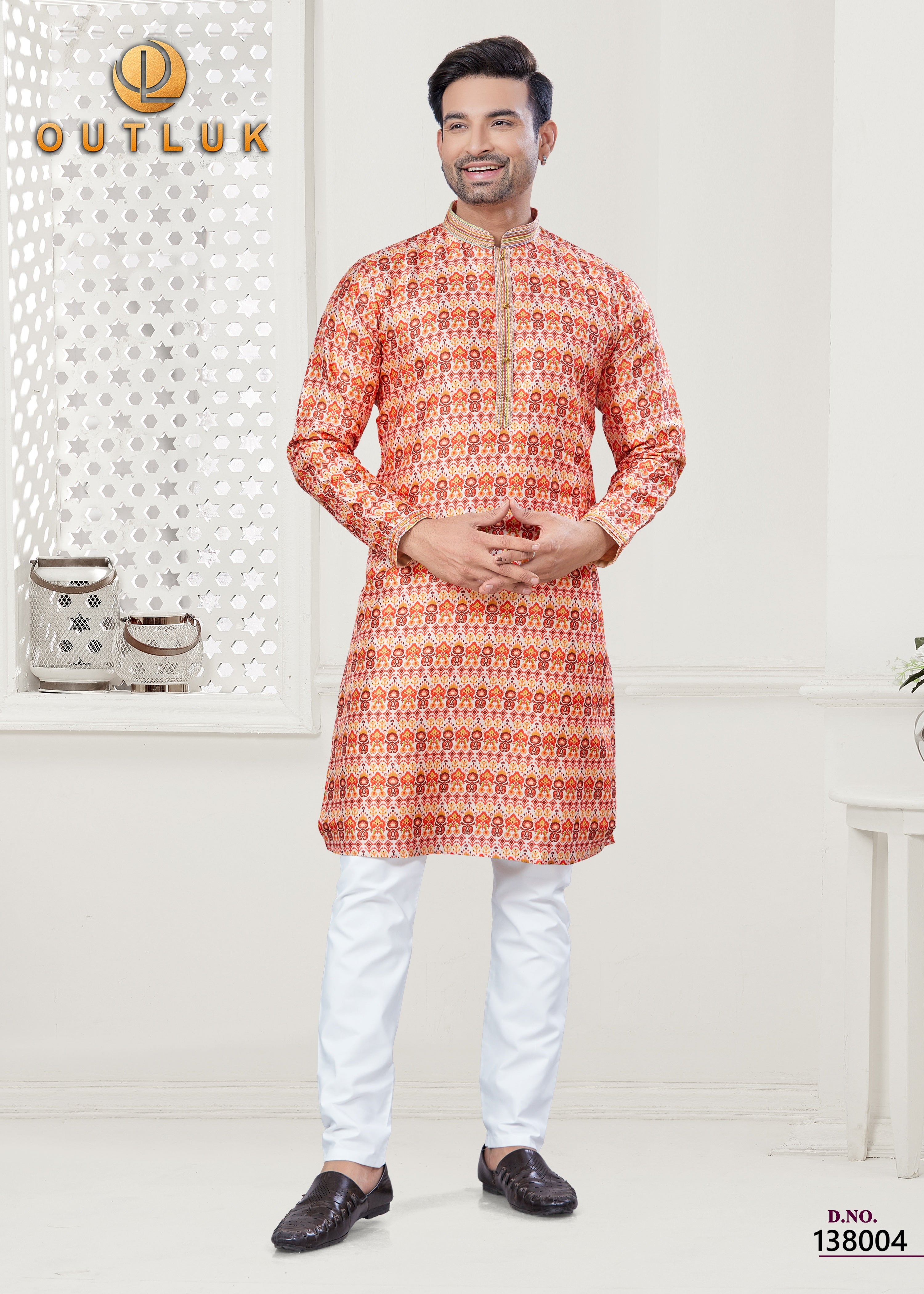 Pink Silk Mens Kurta Pajama 138004