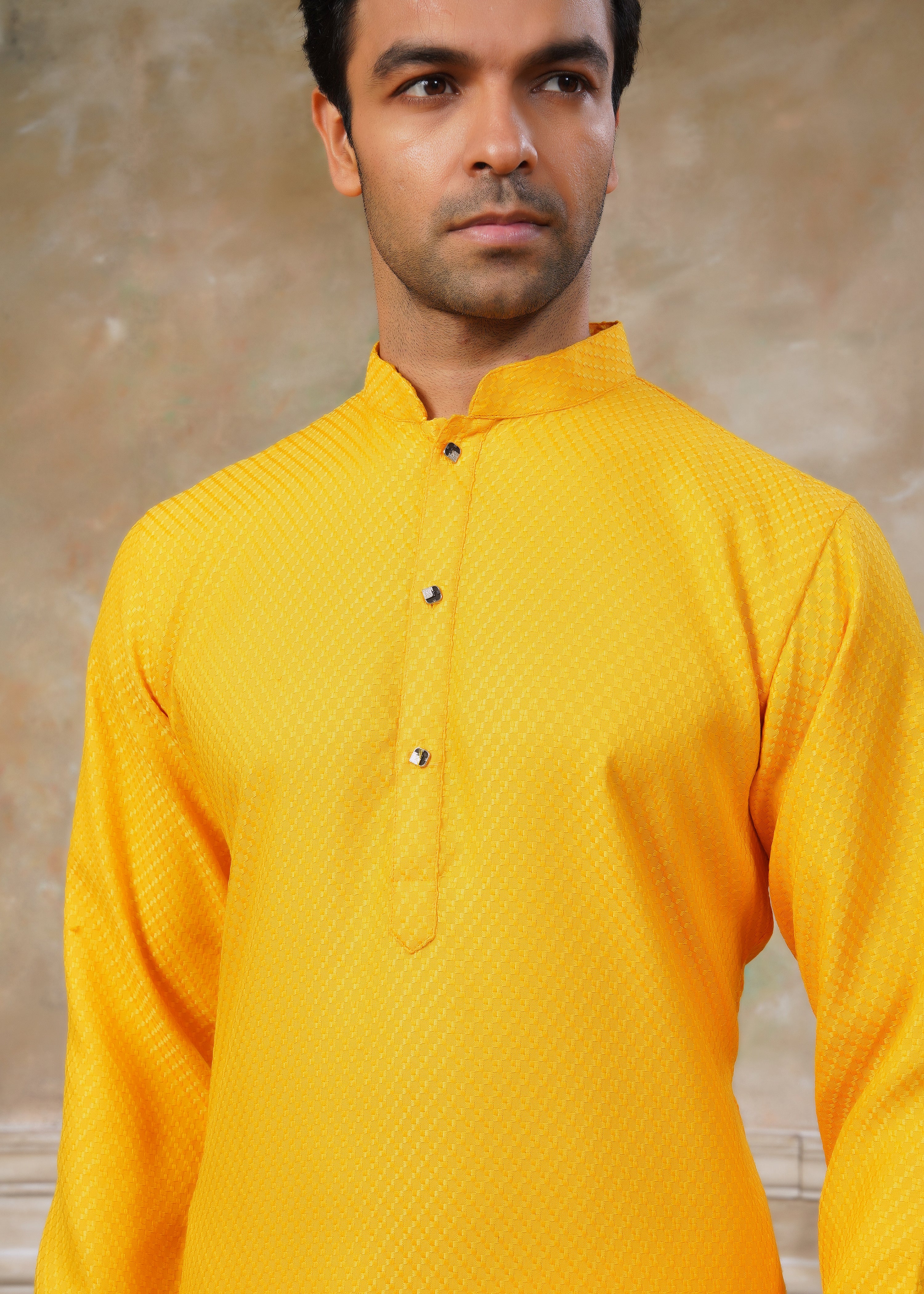 yellow color Rayon Cotton kurta pajama menswear 138007