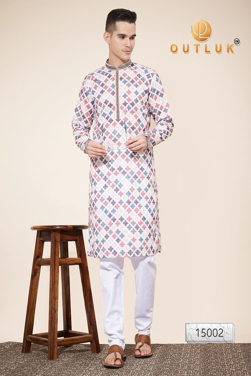 Mustard Cotton Mens Kurta Pajama 15002