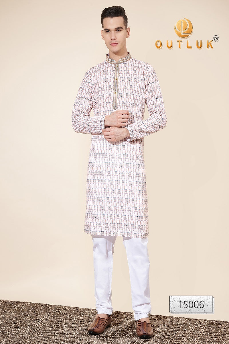 Light Purple Cotton Mens Kurta Pajama 15006