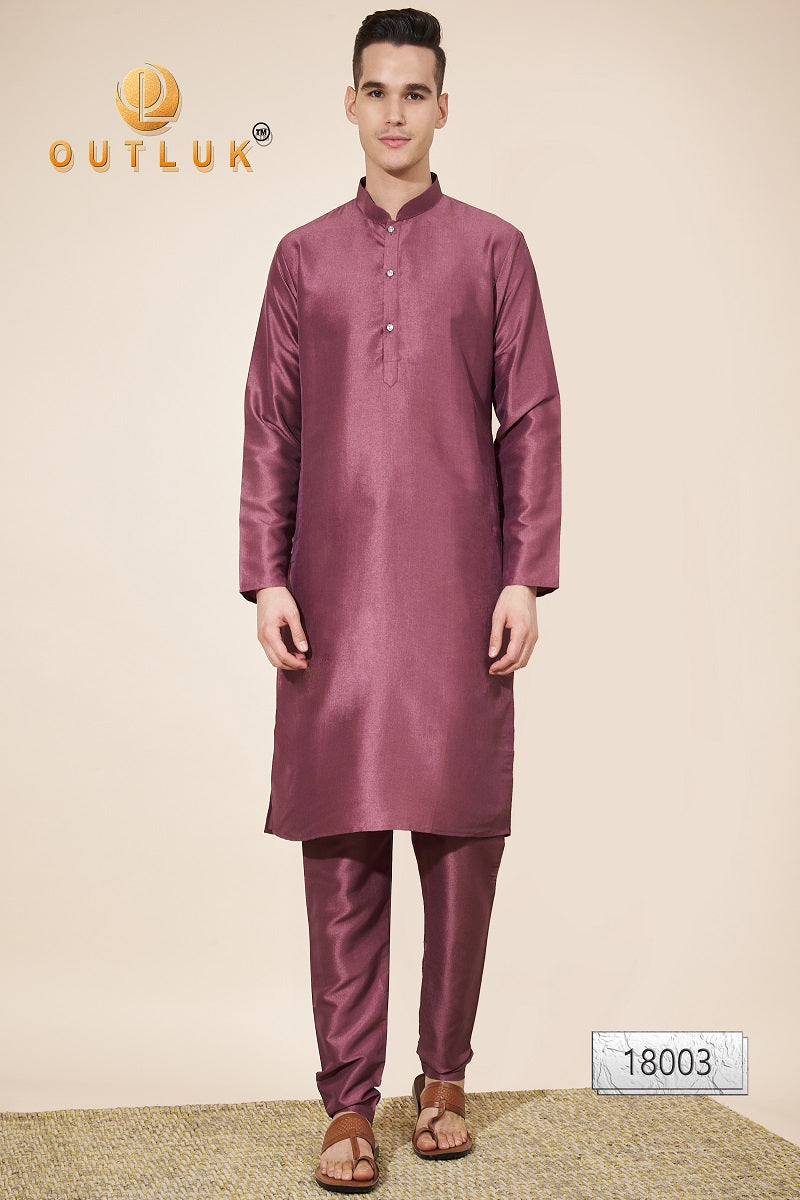 Magenta Silk Mens Kurta Pajama 18003