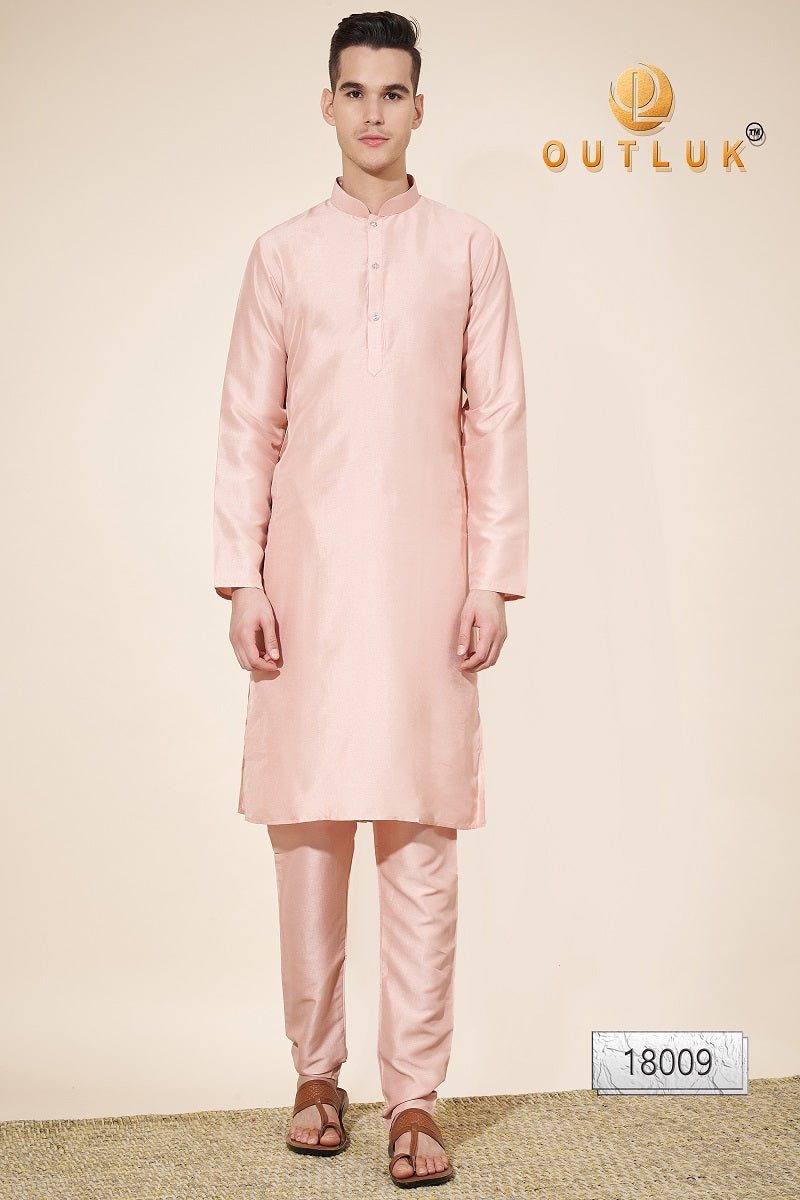 Rose Gold Silk Mens Kurta Pajama 18009