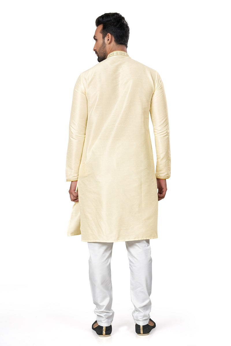 Cream Silk Mens Kurta Pajama 125002