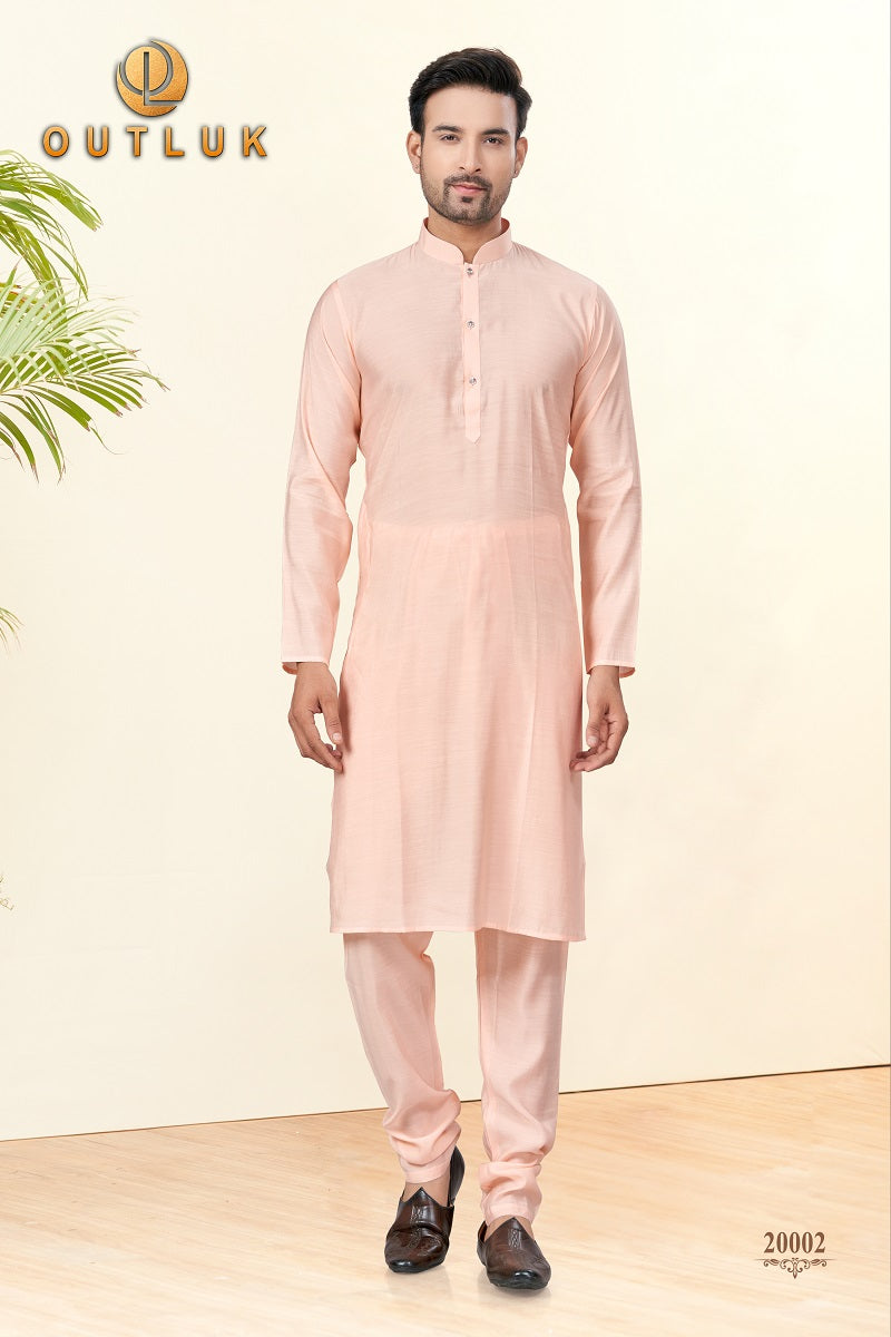 Peach Silk Mens Kurta Pajama 20002