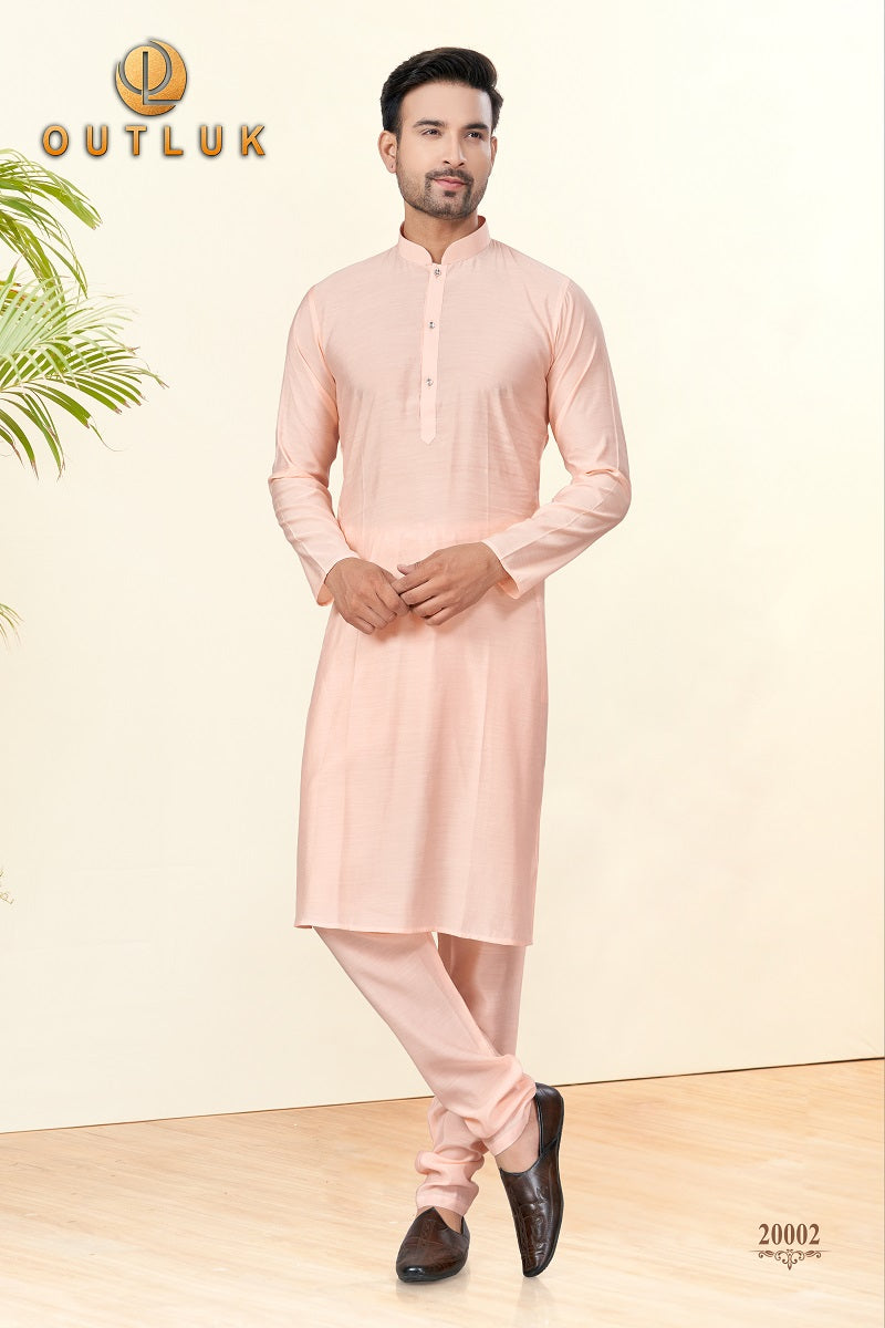 Peach Silk Mens Kurta Pajama 20002