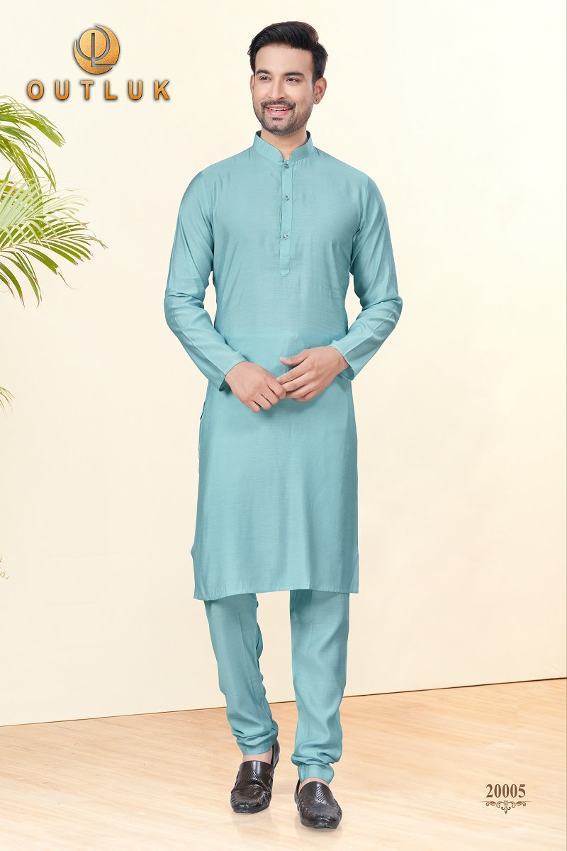 Sky Blue Silk Mens Kurta Pajama 20005