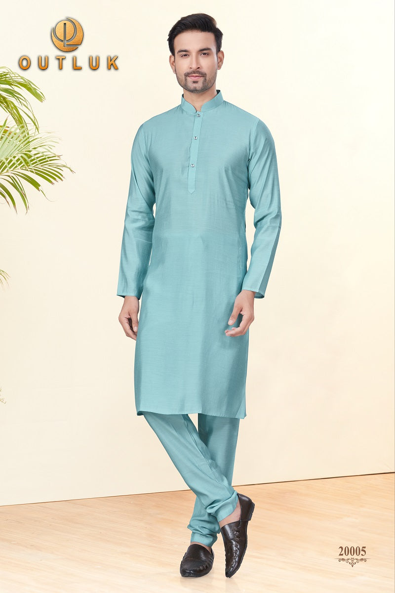 Sky Blue Silk Mens Kurta Pajama 20005