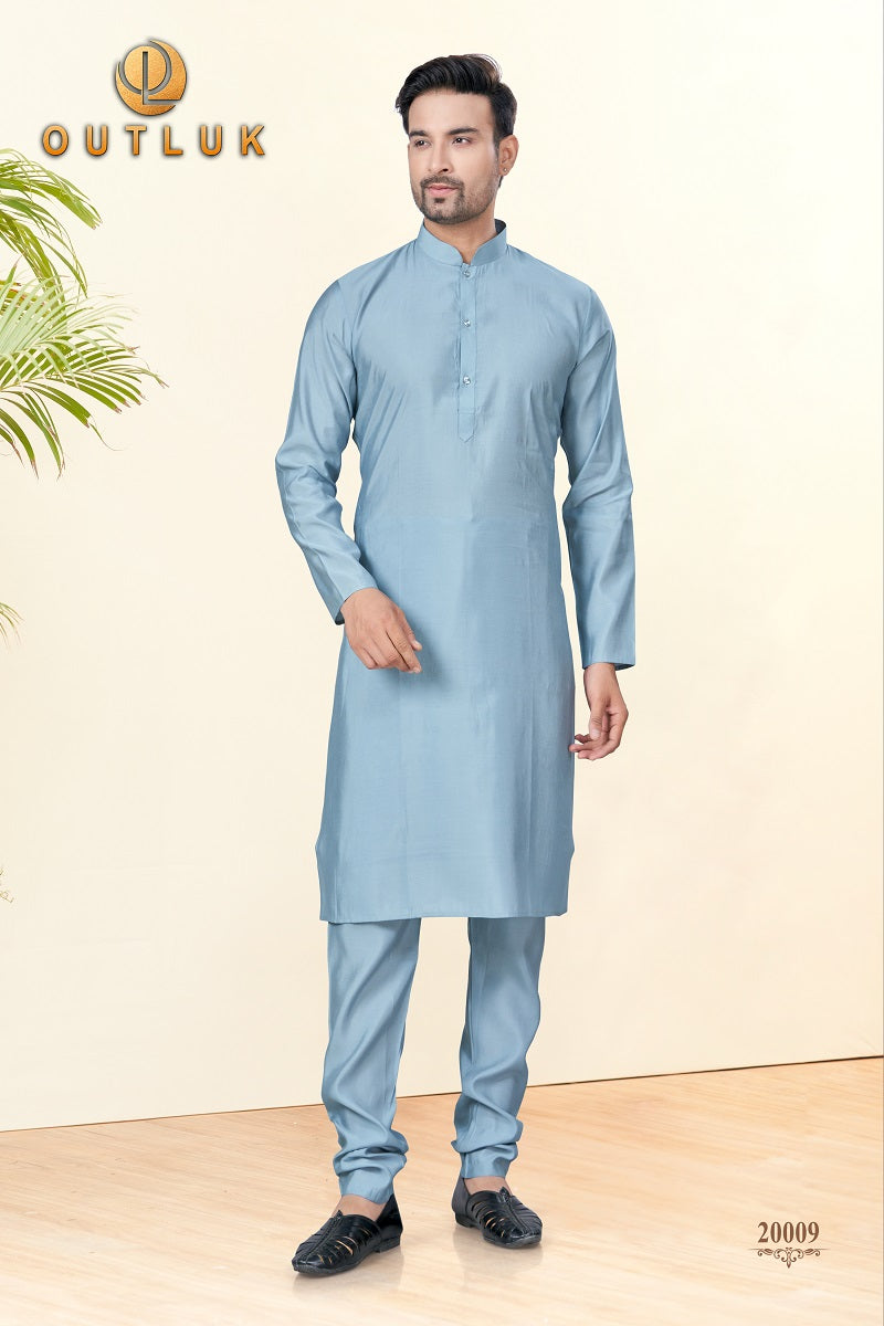 Light Blue Silk Mens Kurta Pajama 20009