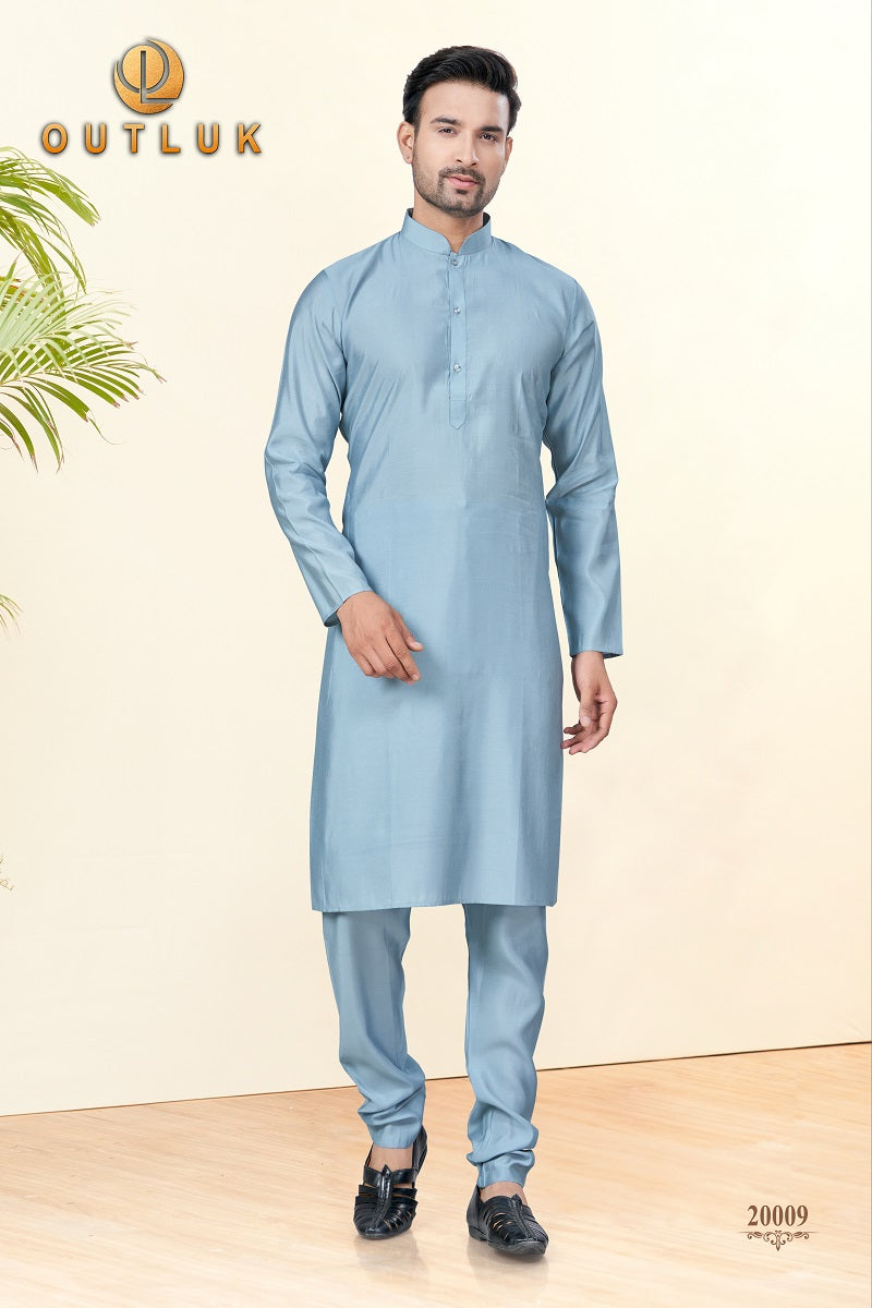 Light Blue Silk Mens Kurta Pajama 20009