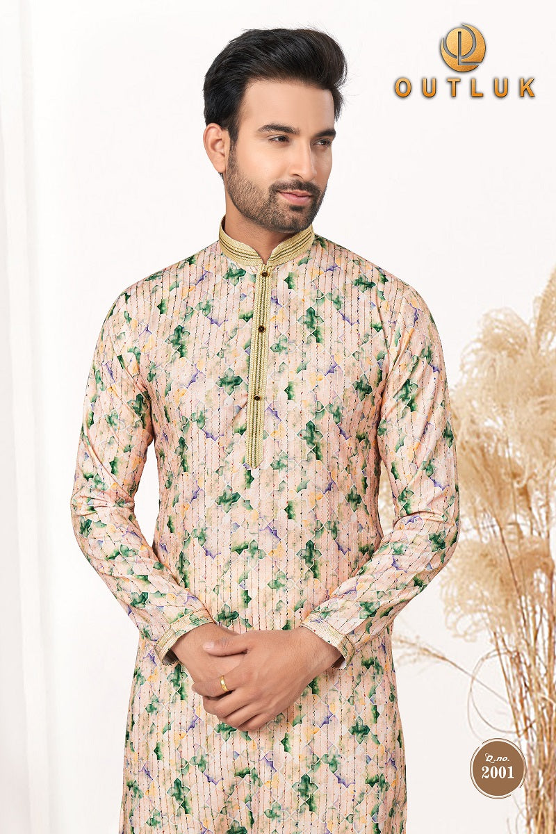 Multi Cotton Mens Kurta Pajama 2001