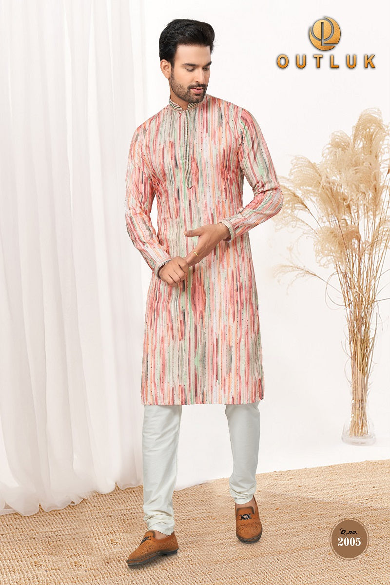 Multi Cotton Mens Kurta Pajama 2005