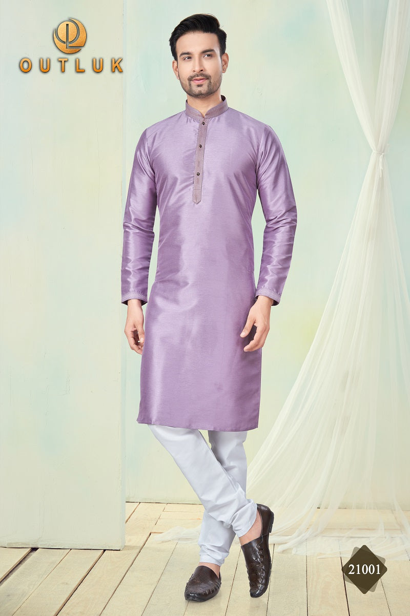 Lavender Pure Silk Mens Kurta Pajama 21001