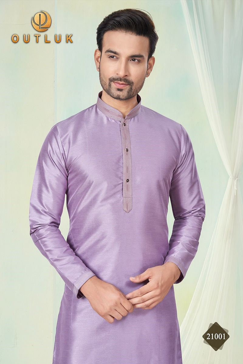 Lavender Pure Silk Mens Kurta Pajama 21001