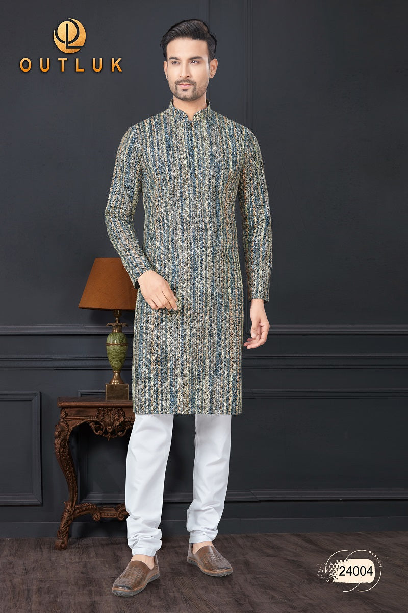 Navy Blue Rayon Mens Kurta Pajama 24004