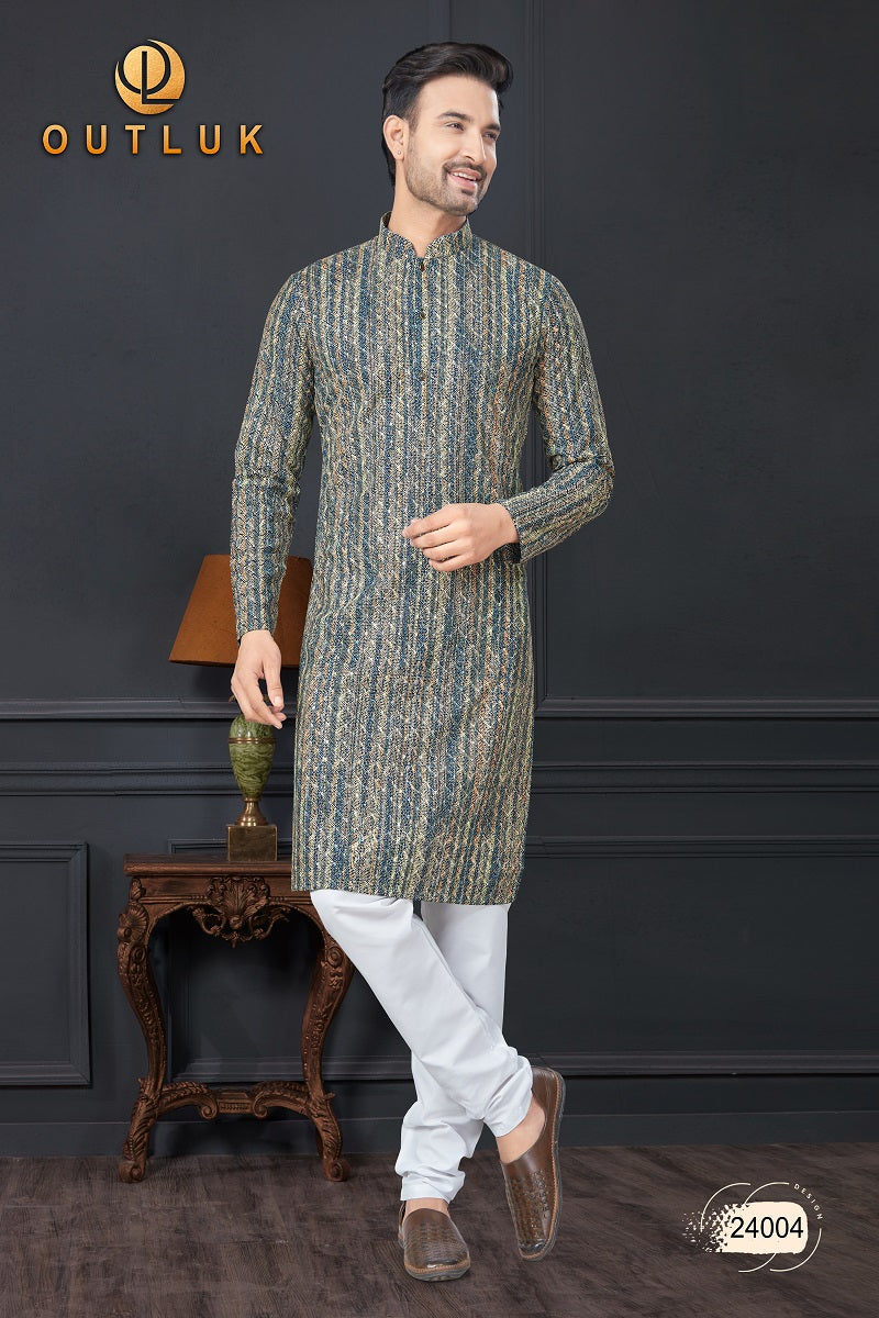 Navy Blue Rayon Mens Kurta Pajama 24004