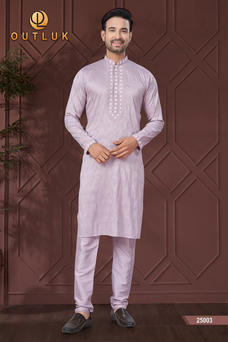 Plum Pure Silk Mens Kurta Pajama 25003