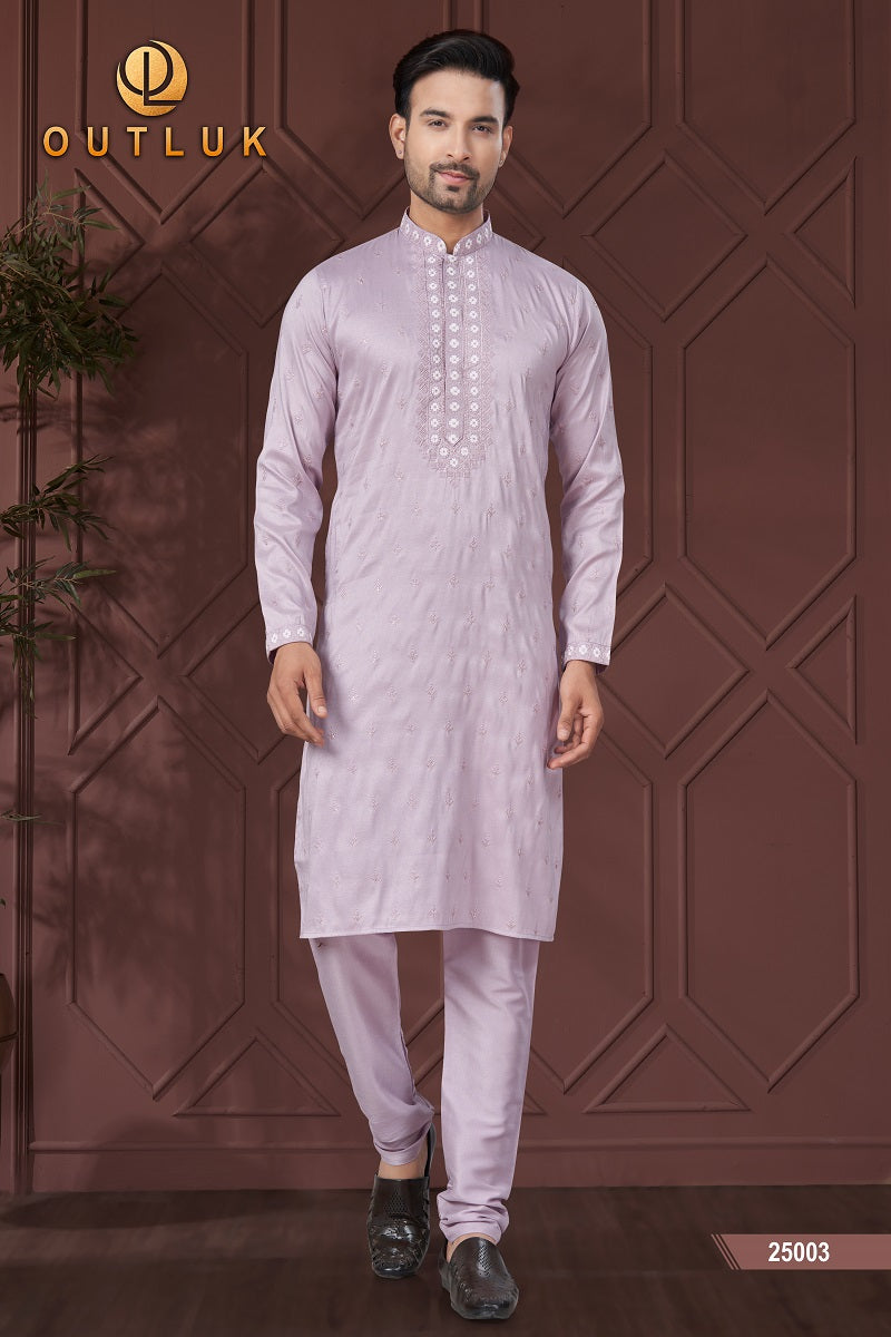 Plum Pure Silk Mens Kurta Pajama 25003