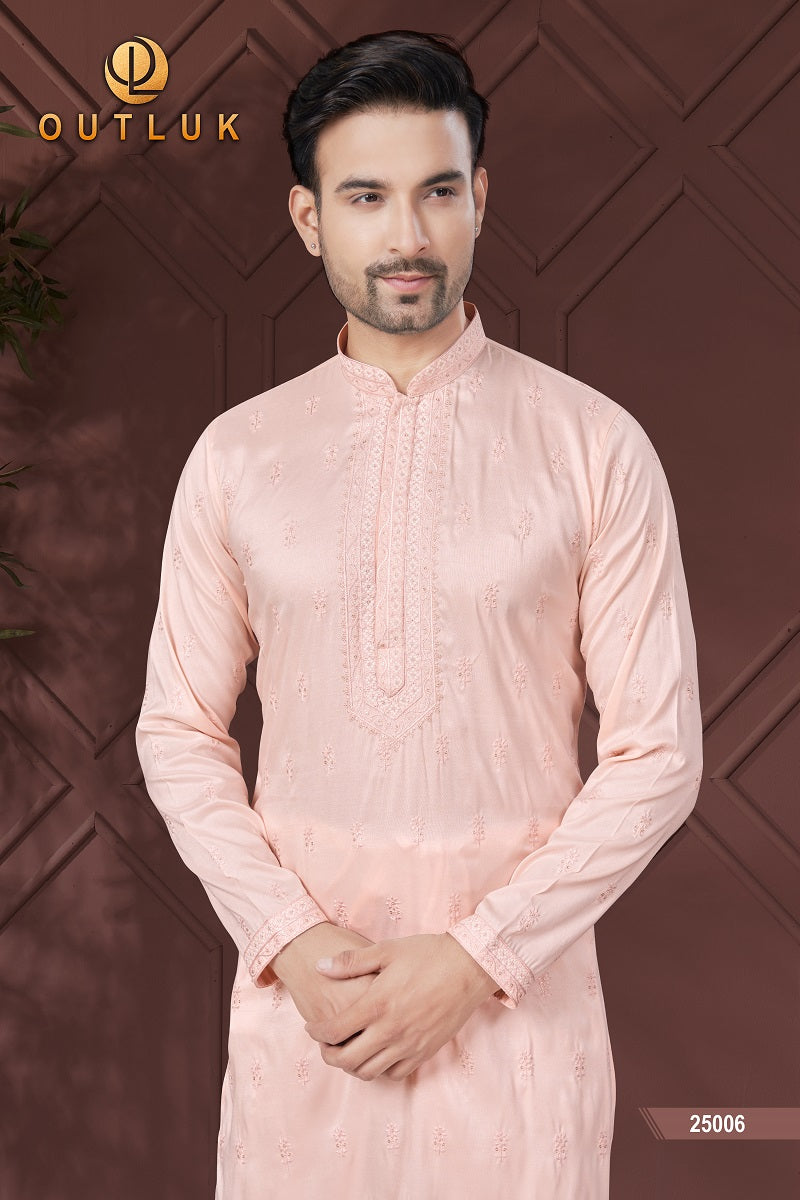 Pink Pure Silk Mens Kurta Pajama 25006