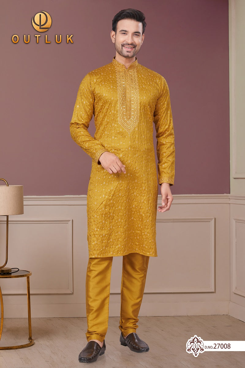 Goldenroo Pure Silk Mens Kurta Pajama 27008