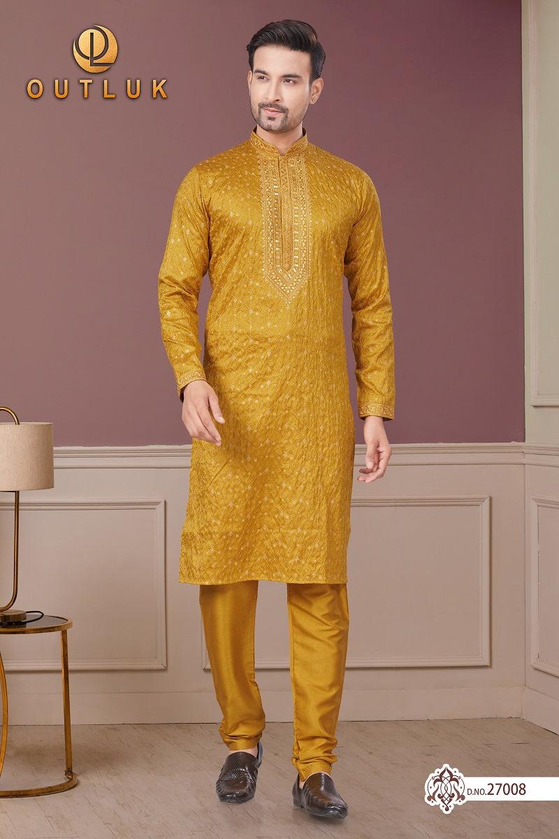 Goldenroo Pure Silk Mens Kurta Pajama 27008