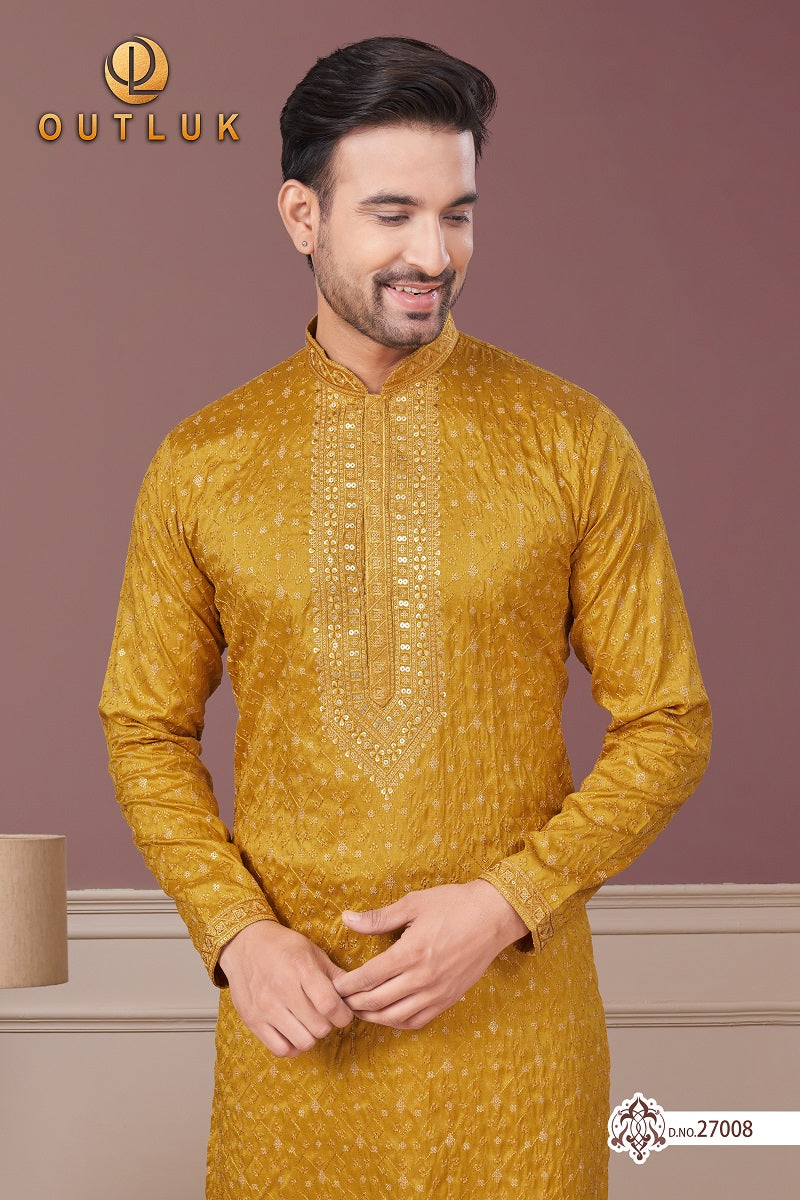 Goldenroo Pure Silk Mens Kurta Pajama 27008